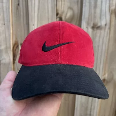 Vintage 90s Nike White Tag Mini Swoosh Snapback Hat Red EUC • $19.98