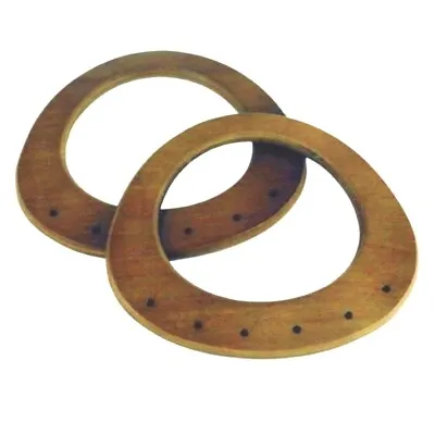 Bag Handles Pair Of Oval Shaped Mid Brown Wood Making Bags Craft  Sewing BH18 • £7.95