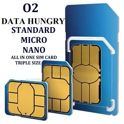 O2 SIM Card Data Hungry Nano SIM Pay As You Go For IPhone X 11 & SAMSUNG GALAXY • £0.99