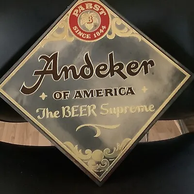 Vintage Pabst Andeker Of America Beer Supreme Wall Mirror Sign Ornate Bar Pub • $65