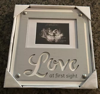 Malden Love At First Sight 4x6 Baby Sonogram Rustic Gray Cutout Wood Photo Frame • $14.99