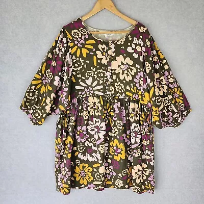 Sage And Clare Dress Womens Size Large Floral Puff Sleeve Boho Relaxed Cotton  • $69.90