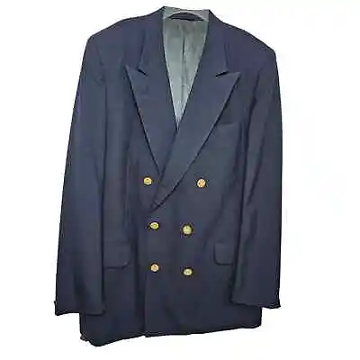 Burberry Men's Vintage Double Breasted Navy Blue Wool Blazer Jacket- With Flaws • $60