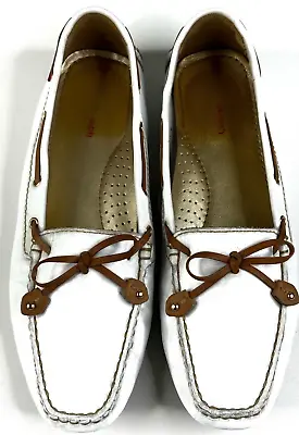 Marc Joseph NY Cypress Hill White Leather Driving Moccasin Loafers Women’s 10.5 • $25.99