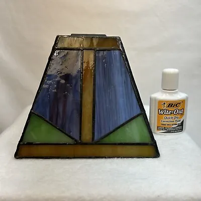 Antique MINI 4-1/4   HIGH -Leaded Slag Glass Pyramid Lamp Shade VERY NICE! • $36