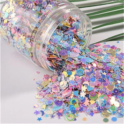 $4.40 • Buy Macaroon Color Plum Shell Sequins Glittering Heart Star Nail Decorate Sequin 10g