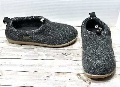 Haflinger GUIDO Slippers Grey Wool Rubber Sole Shoes Women 9 US/Men 7 US/ 40 EUR • £64.61