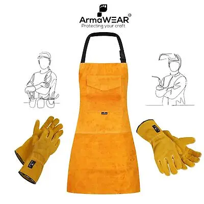 ArmaWEAR Welders Protective Apron And Gauntlet Glove 1Pr Pack • £20.95