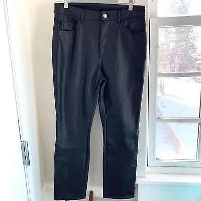 H&m Black Faux Leather Pants Sz 10 Or L  Womens • $12