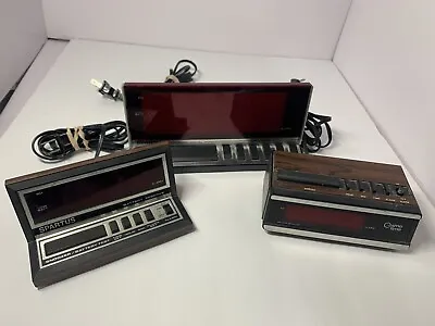 Lot Of 3 Vintage Alarm Clocks Spartus Big Number 1150 1140 And Cosmo E517A • $19.99