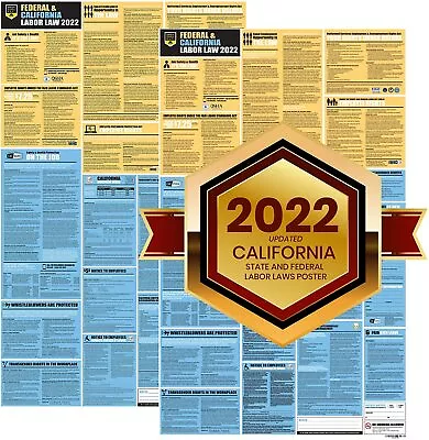 2 Pack Of California State And Federal Labor Laws Complete All-in-One Posters • $20.99