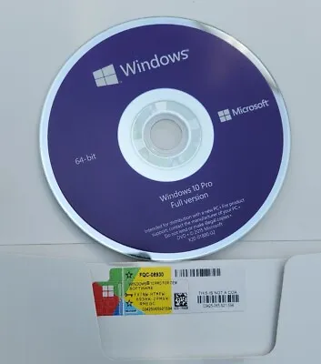 Microsoft Windows 10 Pro 64 Bit X64 64 Bit DVD Full English MS WIN 10= Used • $90