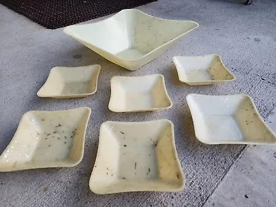 Vintage Mcm Mid Century Modern Confetti Fiberglass 7 Pc Square Bowl Set  • $51