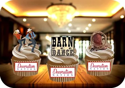 Barn Dance Mix B - 12 PREMIUM STAND UP Edible Cake Toppers Cowboy Party Dancing • £6.49