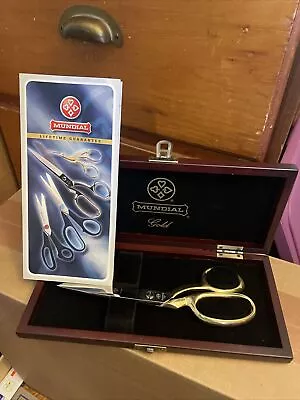 Vintage Mundial 770-8KE Embroidery Gold Handle Plated Scissors NEW W/box Papers • $59.33
