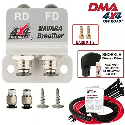 DMA Diff Breather Kit 2P + Snorkel Sock Nissan Navara D22 D23 Np300 D40 Red • $42.90