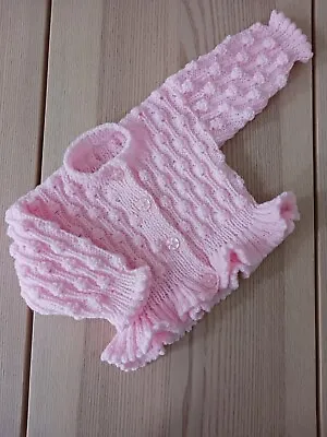 Pink Hand Knitted  Baby Cardigan 3 - 6 Months • £9.50