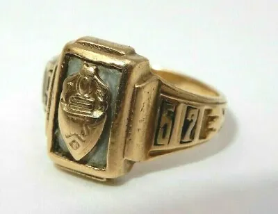 Vintage 1957 10k Gold High School Class Ring -  Initials  Aeb   - Size: 6 • $189.95