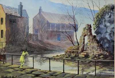 £185 • Buy CROMFORD DERBYSHIRE Mills River Scene Signed Oil On Canvas By J. HEATHCOTE HUNT