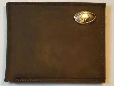 ZEP PRO MOSSY OAK CAMO LOGO Crazy Horse Leather Bifold Wallet Tin Box • $40