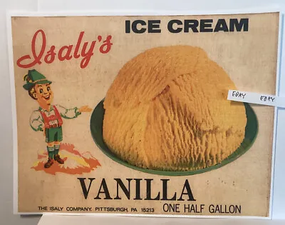 1960s Isaly's Vanilla Ice Cream Half Gallon Carton Pittsburgh Pa. Ad Poster NEW • $9.95