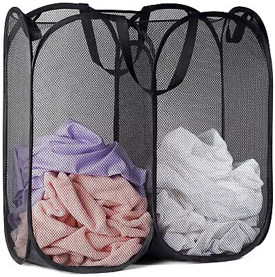 Mesh Popup Laundry Hamper - Two Compartments Collapsible For Storage And Easy • $10.40