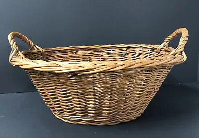 Vintage Wicker Small Oval Clothes Child Doll Laundry Basket With Handles • $20