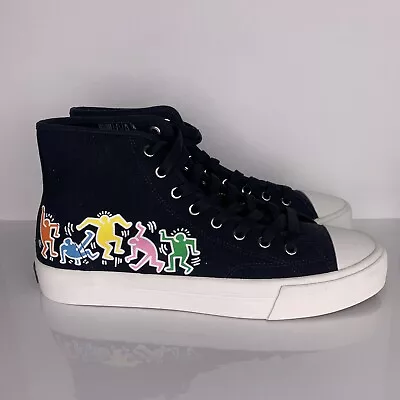 H&M Keith Haring Navy Canvas High Top Sneaker Shoes Mens 10 • $25