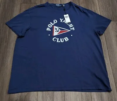 Polo By Ralph Lauren Blue Dyed Classic-Fit Polo Yacht Club T-Shirt Size 2XL • $29.99