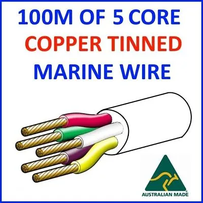 $400 • Buy 100M OF 5 CORE .5mm2 WIRE MARINE TINNED COPPER TRAILER CABLE BOAT 12V TWIN METRE