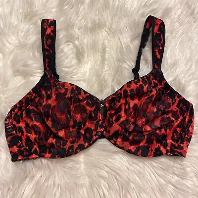 Wacoal 36D Bra Red Awareness Underwire 855167 Animal Print Back Closure Bow • $21.99