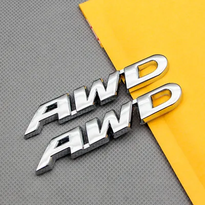 2Pcs Small Chrome Metal AWD Off Road Badge 3D Logo All Wheel Drive Emblem Decal • $8.99