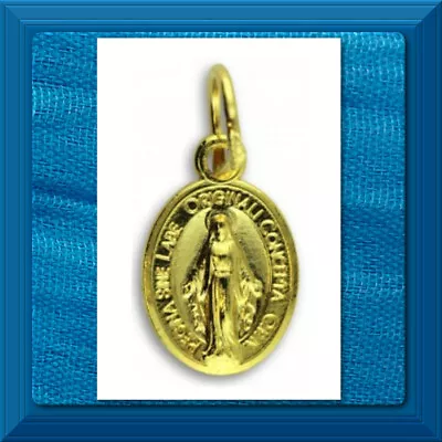 Catholic Medal Gold Plate Miraculous Medal 1/2  ITALIAN  Great Detail OrDw1 • $1.20