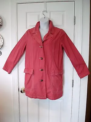 OLD NAVY MATERNITY Sz L PRETTY Coral WATERMELON Pink Button Up Jacket Coat • $9.99