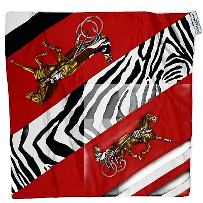 DOLCE & GABBANA HORSES RED HAND ROLLED MEDIUM Silk Scarf18 In MADE IN ITALY #A25 • $31.50