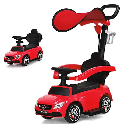 Costway 3 In 1 Ride On Push Car Mercedes Benz Toddler Stroller Sliding Car Red • $79.95