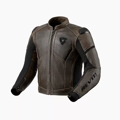 Revit Vintage Brown Men Motorbike Jacket Motorcycle Leather Racing Jacket • $143.99