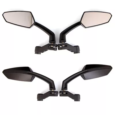 Black Universal Motorcycle Rearview Mirrors 8mm 10mm For Honda Yamaha Bikes • $23.25