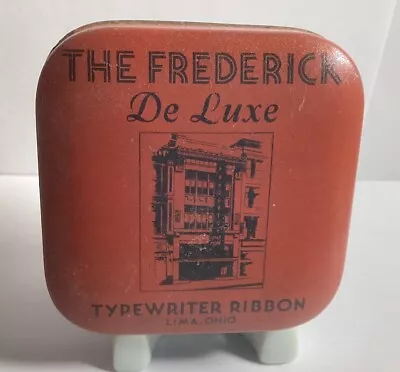 Vtg Typewriter Ribbon Tin “the Frederick Deluxe” Lima Ohio Frederick Paper Co • $48