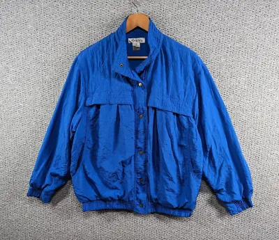 £22.28 • Buy ABRAXAS Vintage 90's Women's Blue Nylon Harrington Windbreaker Summer Jacket XL