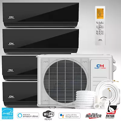 36000 BTU MidNight Four 4 Zone Mini Split Heat Pump Air Conditioner (4x) 6000 • $3537