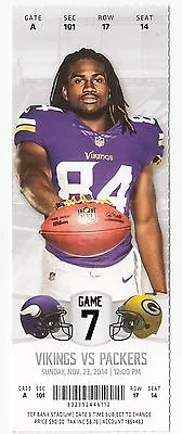 2014 Minnesota Vikings Vs Green Bay Packers Ticket Stub 11/23 Nfl Football • $2.69