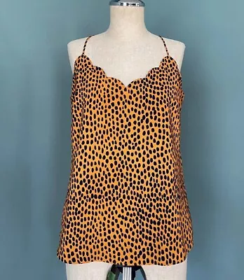 J Crew Leopard Animal Print Scalloped Cami Top Yellow Black Size 4 • $18