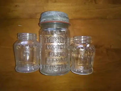 VINTAGE FRENCH'S GLASS MUSTARD JARS 3 Pc LOT • $10.99