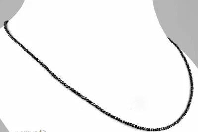$189 • Buy 3 Mm 22  Natural Black Diamond Round Faceted Beads Necklace For Anniversary