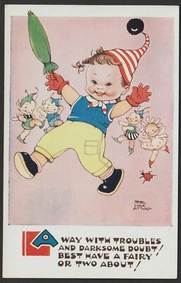 £4.95 • Buy MABEL LUCIE ATTWELL Postcard Fairies (Boo Boos)  Away With Troubles.... 