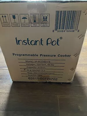 NEW IN BOX Instant Pot 6 Qt IP-DUO60 V3 Programmable Pressure Cooker • $59