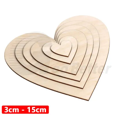 2mm Thick Heart Shape Basswood Sheets Plywood Board Panel Craft Model DIY 3-15cm • £3.06