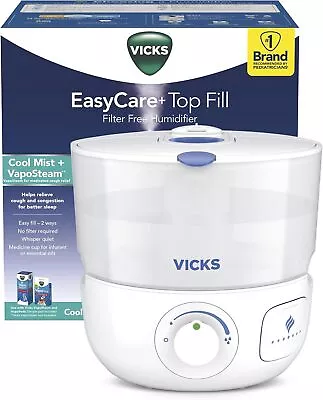 Vicks EasyCare+ Top Fill Filter-Free Cool Mist Humidifier For Vapors 2 Ways • $64