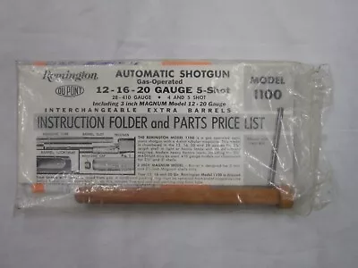 Vintage Remington 1100 Instructions Parts Price List And Wooden Plug • $18.95